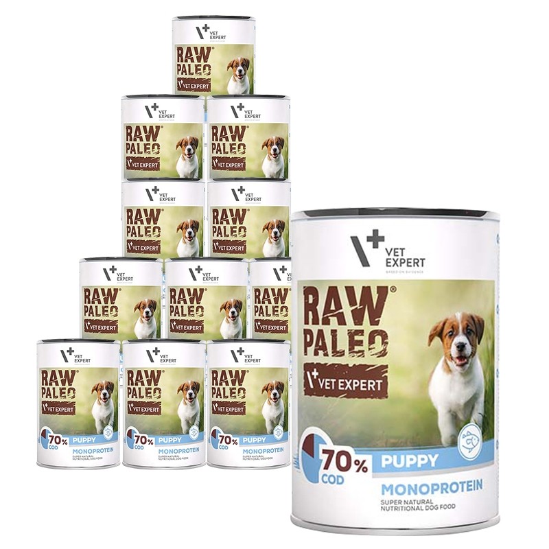 Karmy mokre dla psa - VetExpert Raw Paleo Puppy Monoprotein 400g x 12 - mokra karma dla szczeniąt
