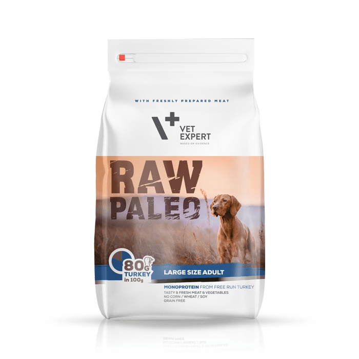 Karmy suche dla psa - VetExpert Raw Paleo Adult Large Turkey - sucha karma z indykiem dla psów dużych ras