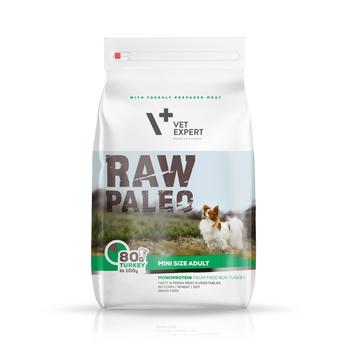 Karmy suche dla psa - VetExpert Raw Paleo Adult Mini Turkey - sucha karma z indykiem dla psów małych ras