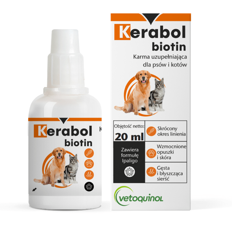 Suplementy - Vetoquinol Kerabol Biotin - krople na poprawę sierści