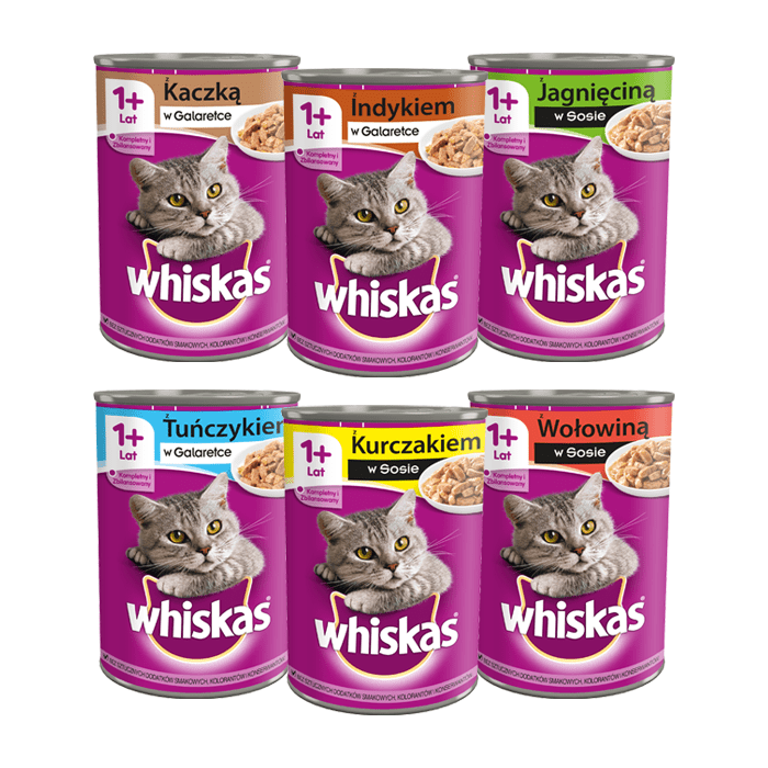 Karmy mokre dla kota - Whiskas Mix 6 smaków 400g x 12