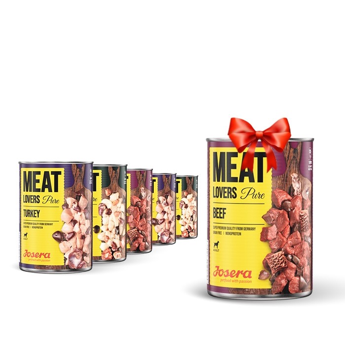 Karmy suche dla psa - Josera Meat Lovers Pure mix 3 smaków 400g 5+1 GRATIS