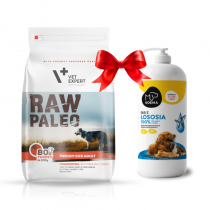 VetExpert Raw Paleo Adult Medium Turkey 10kg + Koema Olej z łososia 1l