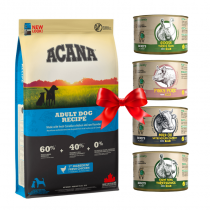 Acana Heritage Adult Dog All Breed 11,4kg + Benji's Planet Zestaw Degustacyjny 410g x 4