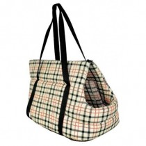 Torba transportowa przeznaczona dla psów ras małych beżowa krata 49 x 33 x 38cm