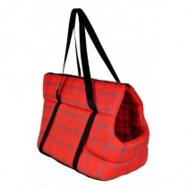 Torba transportowa przeznaczona dla psów ras małych czerwona krata 49 x 33 x 38cm