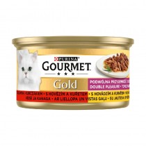 Gourmet Gold Kawałki w sosie z wołowiną i kurczakiem 85g x 12