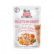 Brit Care Cat Pouch Fileciki w sosie z indykiem i łososiem 85g