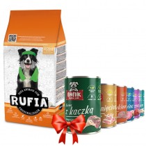 Rufia High Energy dla aktywnych psów 20kg + Fafik karma mokra mix smaków 6x400g
