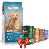 Divinus Complete 20kg + Fafik karma mokra mix smaków 6x400g
