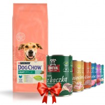 Dog Chow Adult Light Turkey 14kg + Fafik karma mokra mix smaków 6x400g