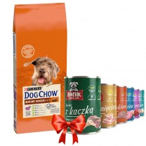 Dog Chow Mature Senior Lamb 14kg + Fafik karma mokra mix smaków 6x400g