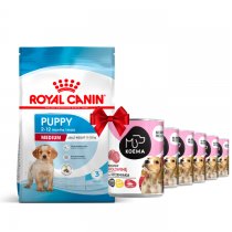 Royal Canin Medium Puppy 15kg + Koema Junior mix 3 smaków 400g x 6