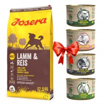 Josera Lamb & Rice Adult 12,5kg + Benji's Planet Zestaw Degustacyjny 410g x 4