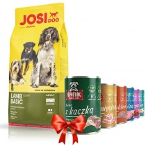 Josera JosiDog Lamb Basic 15kg + Fafik karma mokra mix smaków 6x400g