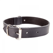 Dingo Obroża skórzana natłuszczana podszyta miekką skórą czarna