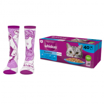 Whiskas Adult Rybne Przysmaki w galaretce 85g x 40 (multipak x 1) + skarpetki rozmiar 36-38