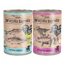 Wiejska Zagroda dla szczeniąt Mix 2 smaków 24x400g